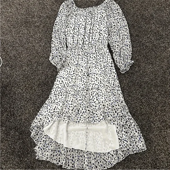 Dvf silk off the shoulder midi dress